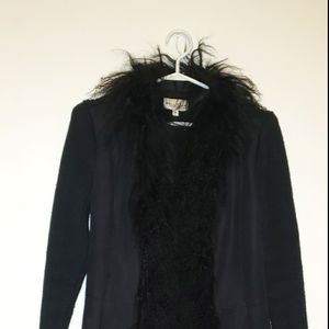 Fur trim warm cardigan